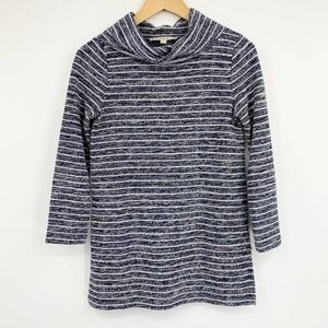 LOFT  3/4 Sleeve Cowl Neck Sweater Marled Stripe Sz XXSP
